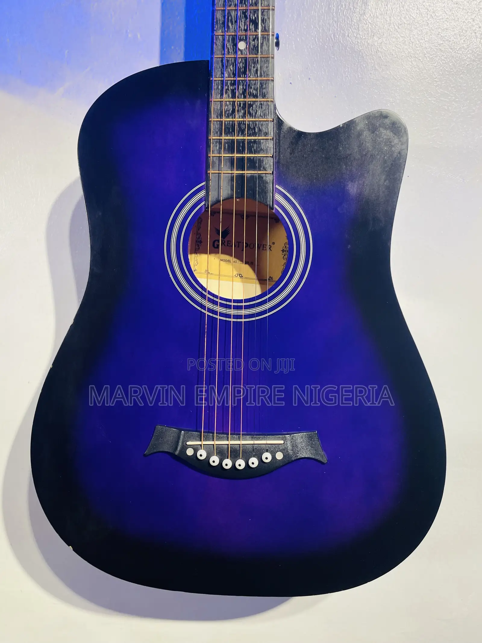 Great Power Black and Purple Acoustic Guitar With Free Bag and Strap