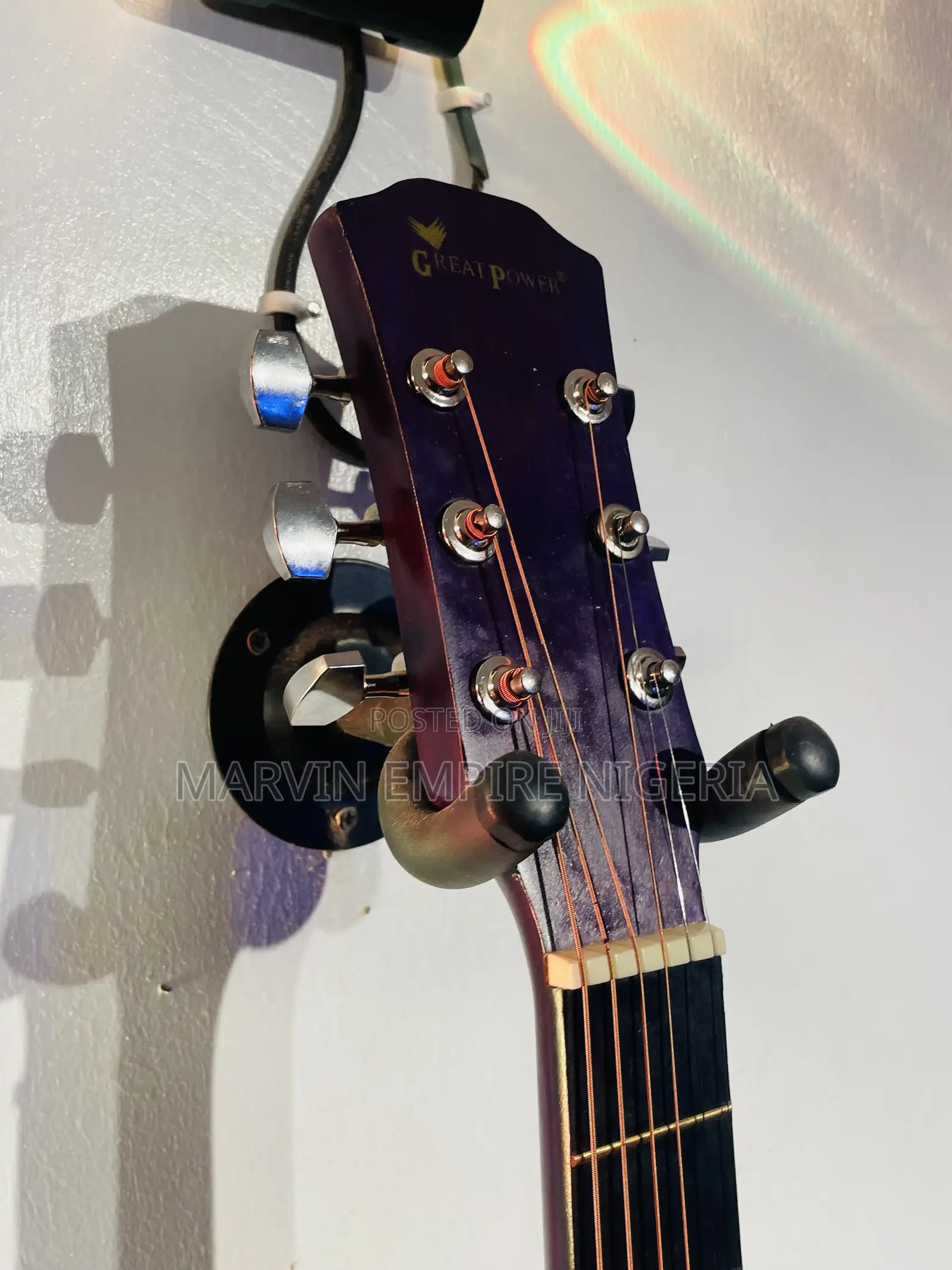 Great Power Black and Purple Acoustic Guitar With Free Bag and Strap