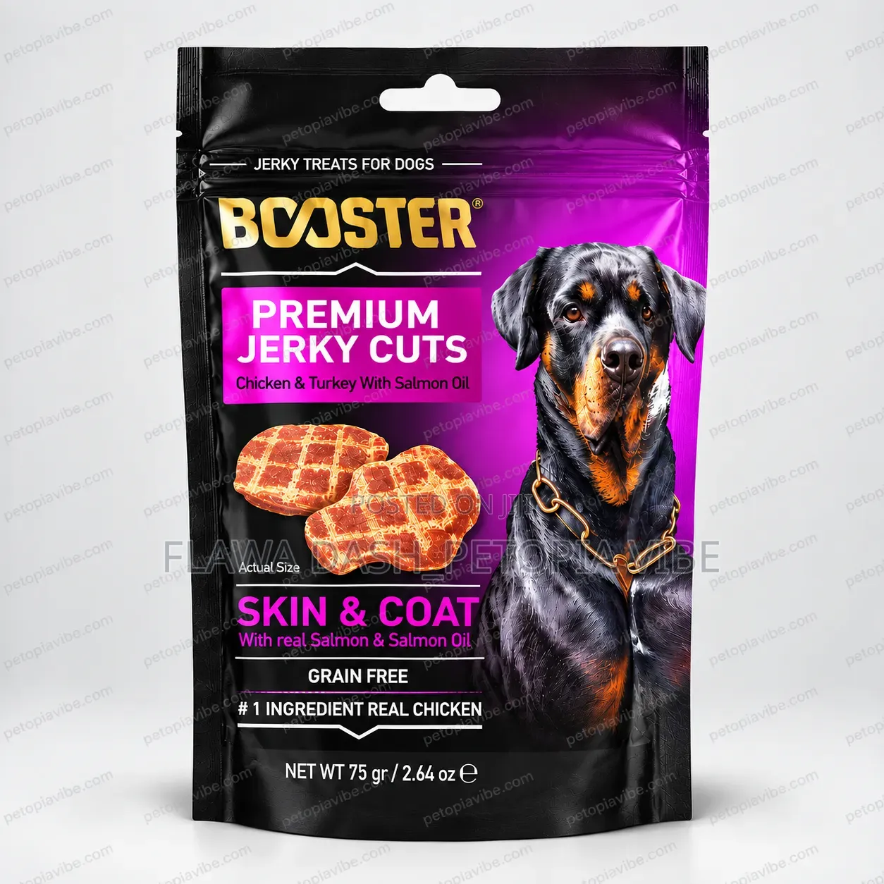 BOOSTER Premium Jerky Cuts – Skin Coat Grain Free 75g Dog Treats
