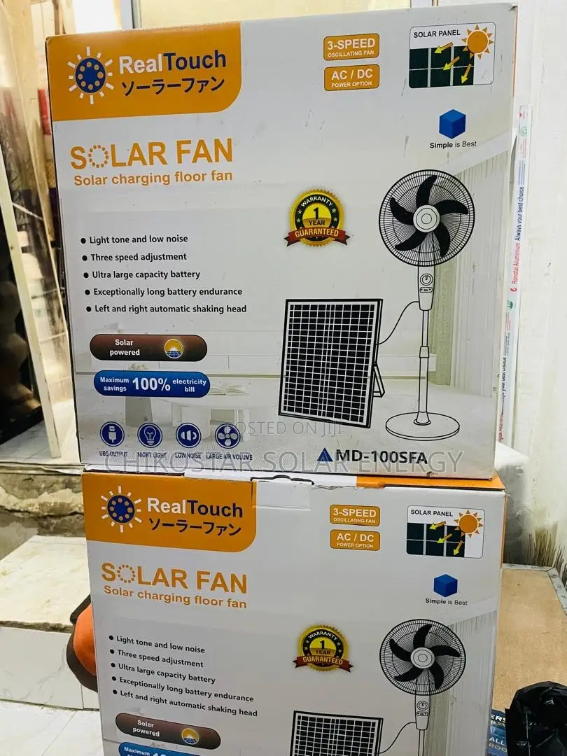 RealTouch Solar Charging Floor Fan (MD-100SFA) With Solar Panel