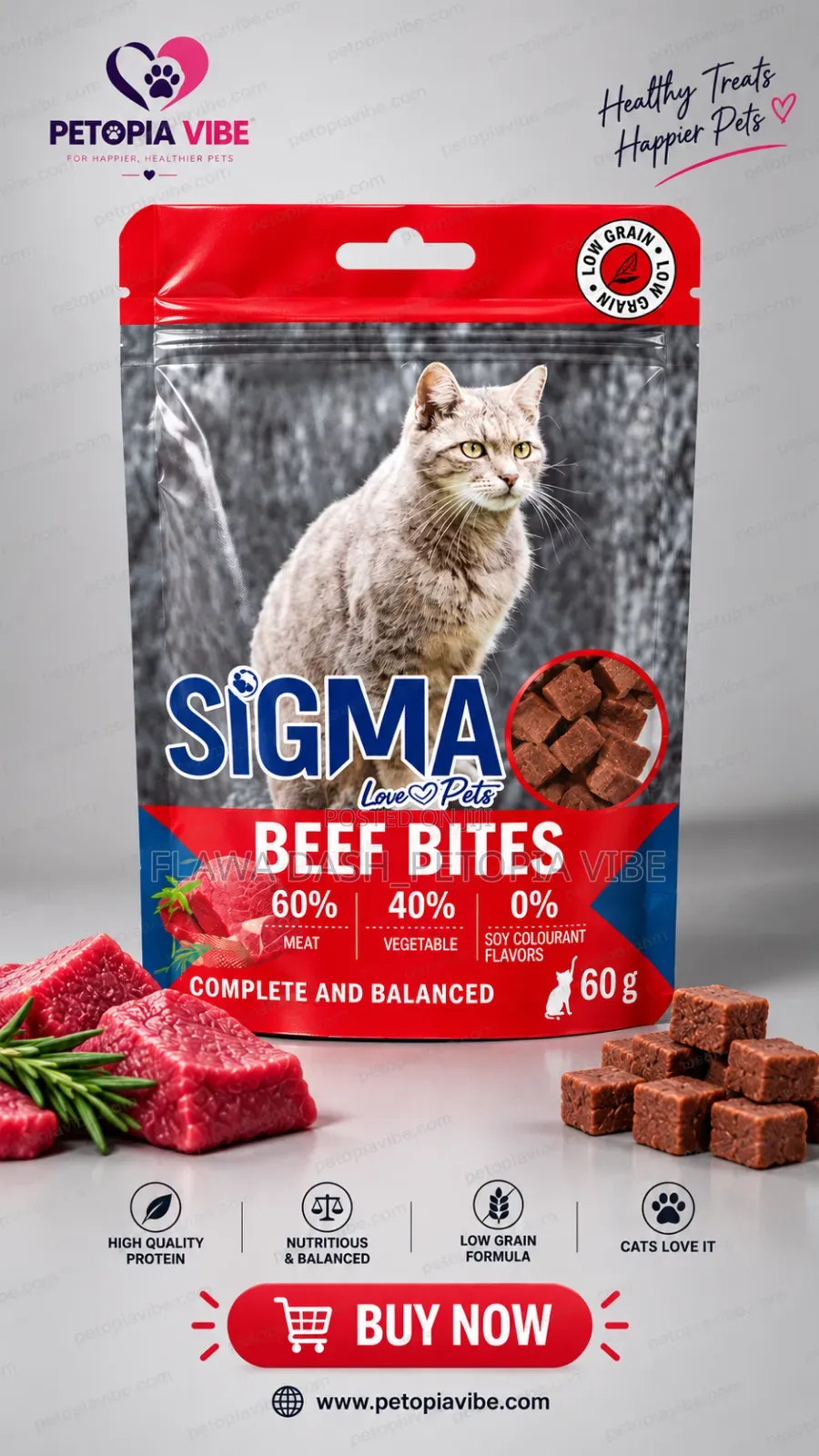 Sigma Beef Bites Cat Treats – 60g