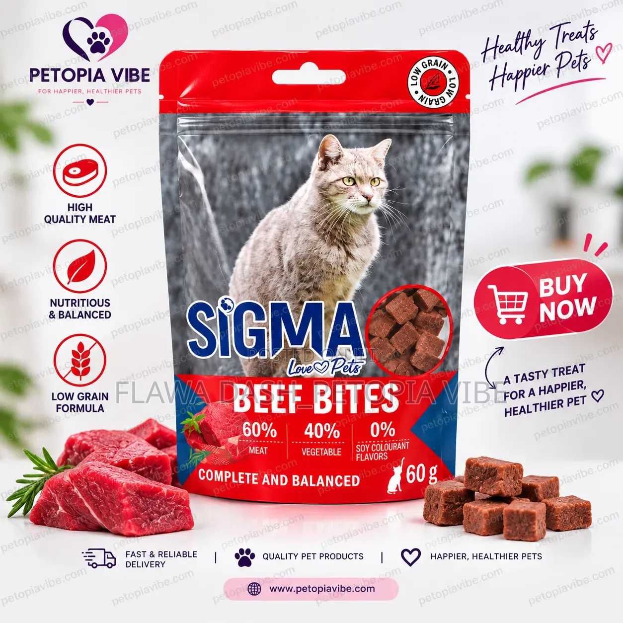 Sigma Beef Bites Cat Treats – 60g