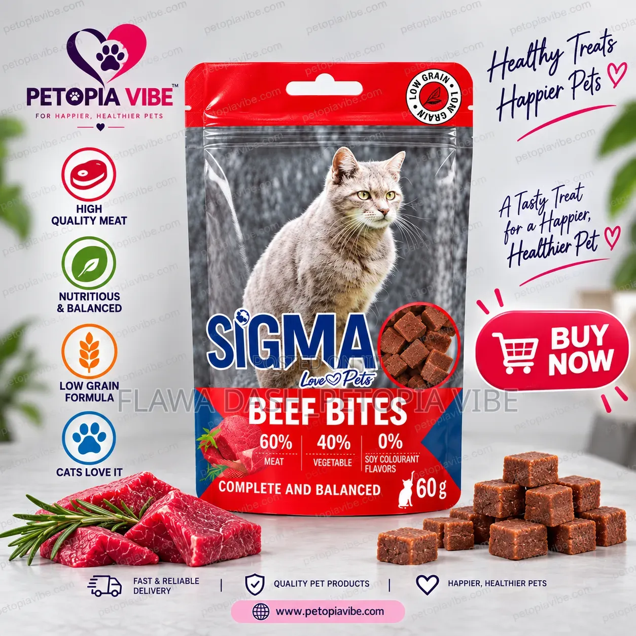 Sigma Beef Bites Cat Treats – 60g
