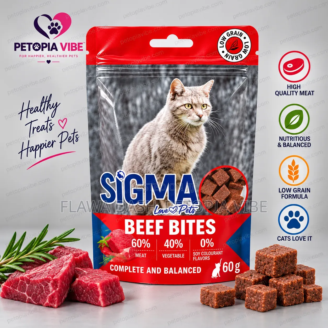 Sigma Beef Bites Cat Treats – 60g