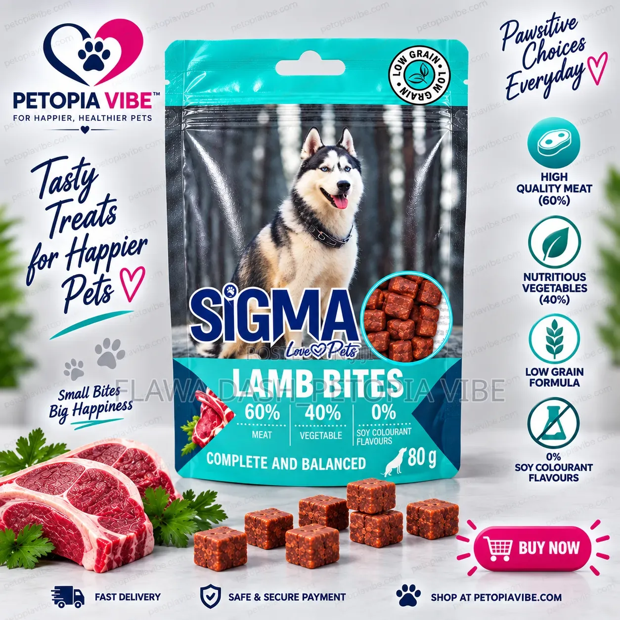SIGMA Lamb Bites Dog Treats – 80g