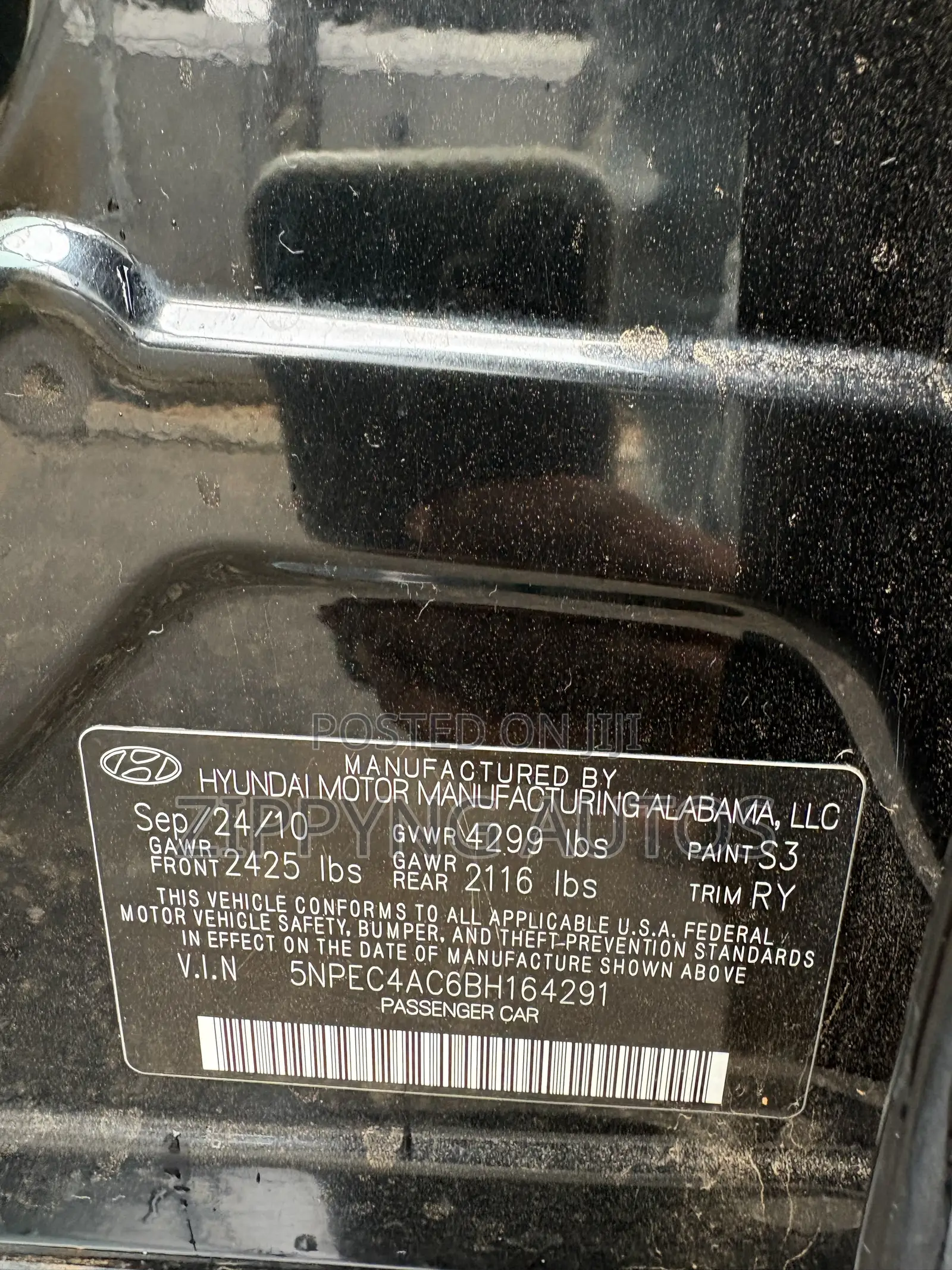 Hyundai Sonata Limited 2.0T Sedan (2.0L 4cyl 6A) 2011 Black