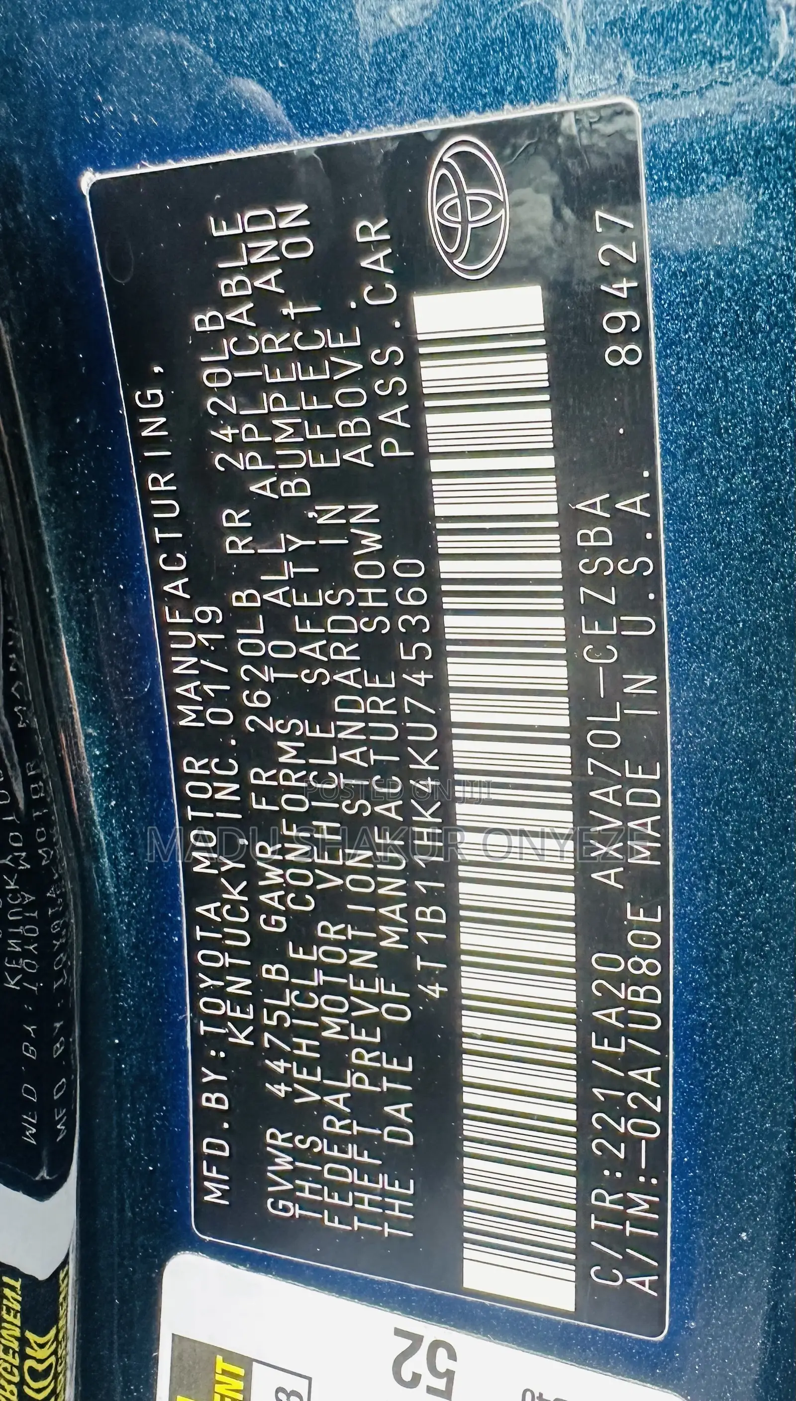 Toyota Camry SE (2.5L 4cyl 8A) 2019 Blue