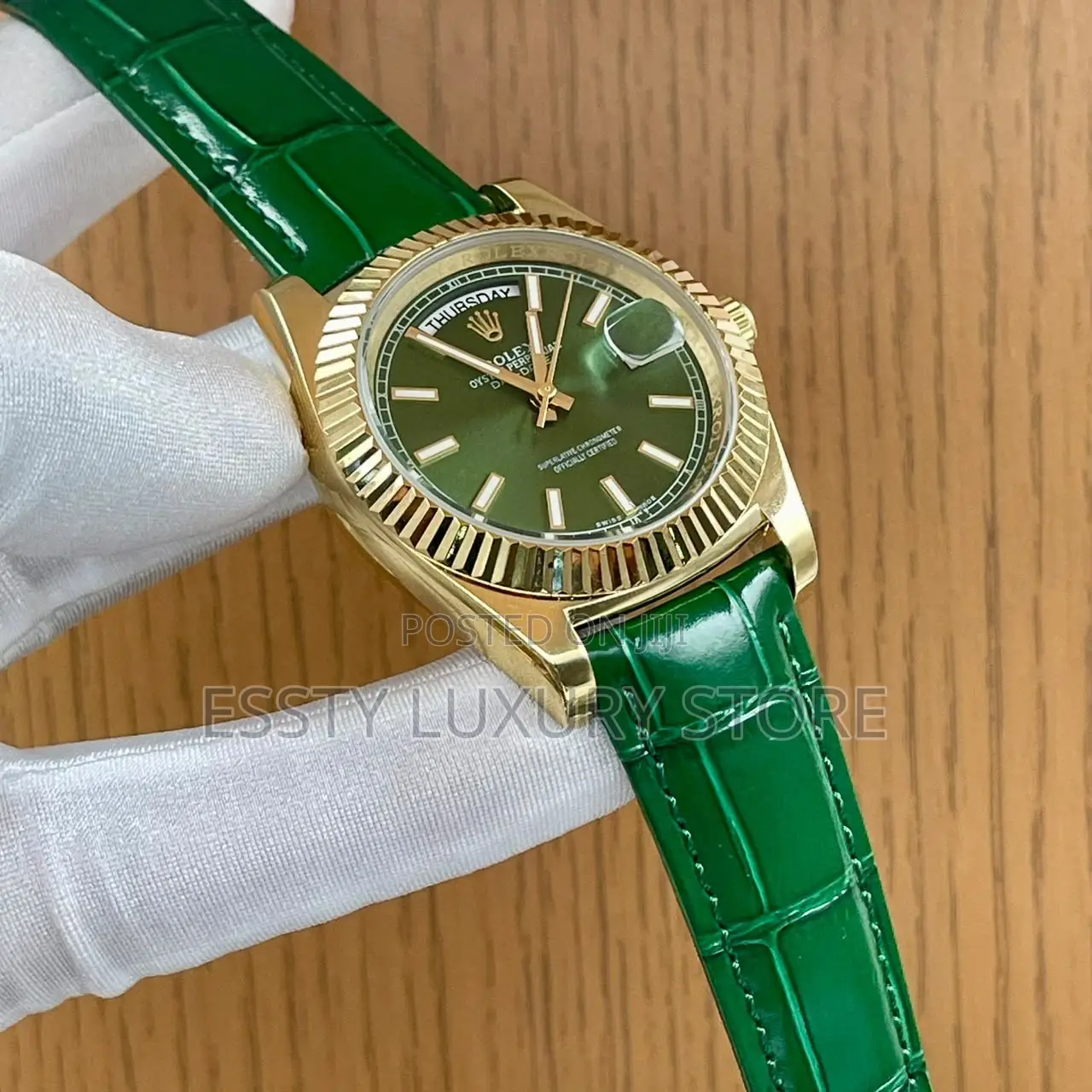 Automatic Quality Luxury Rolex Day and Date Leather Watch