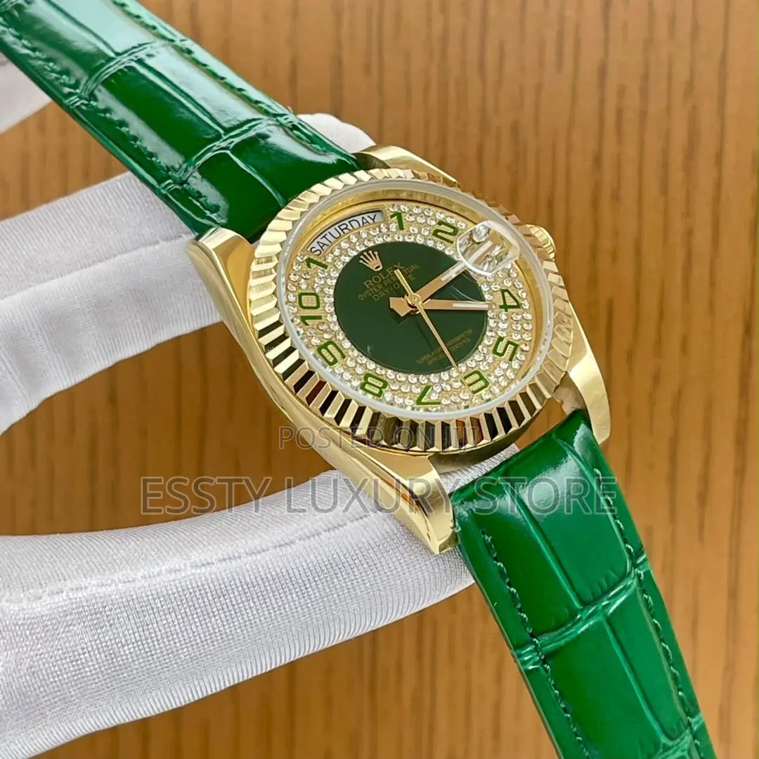 Automatic Quality Luxury Rolex Day&date Ice Face Leather Watch