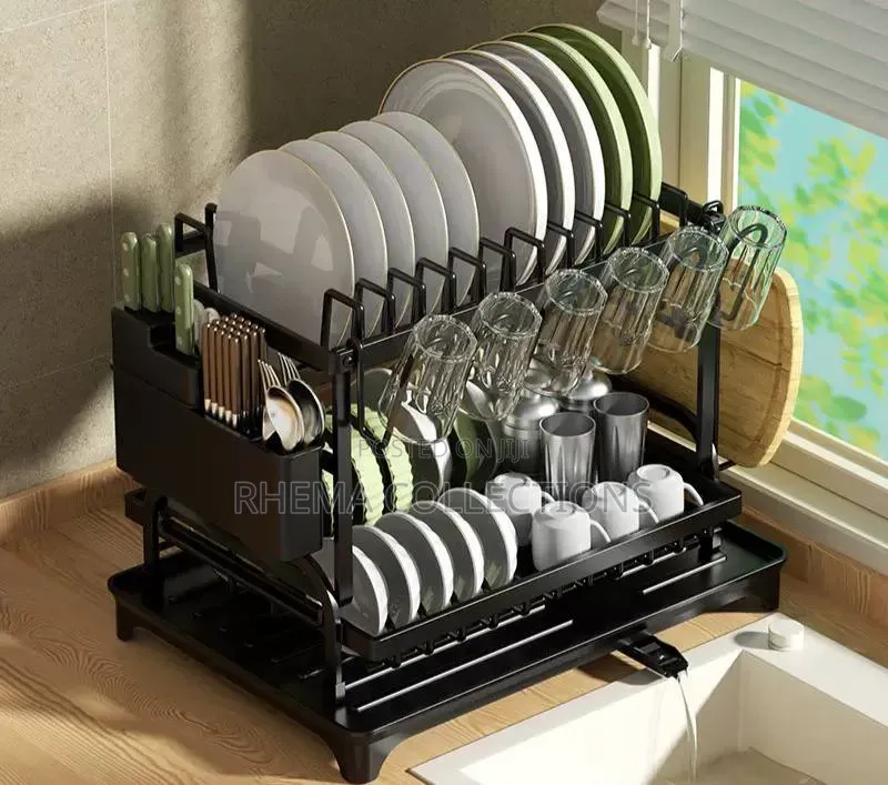 2-Tier Stainless Steel Dish Drying Rack Organizer