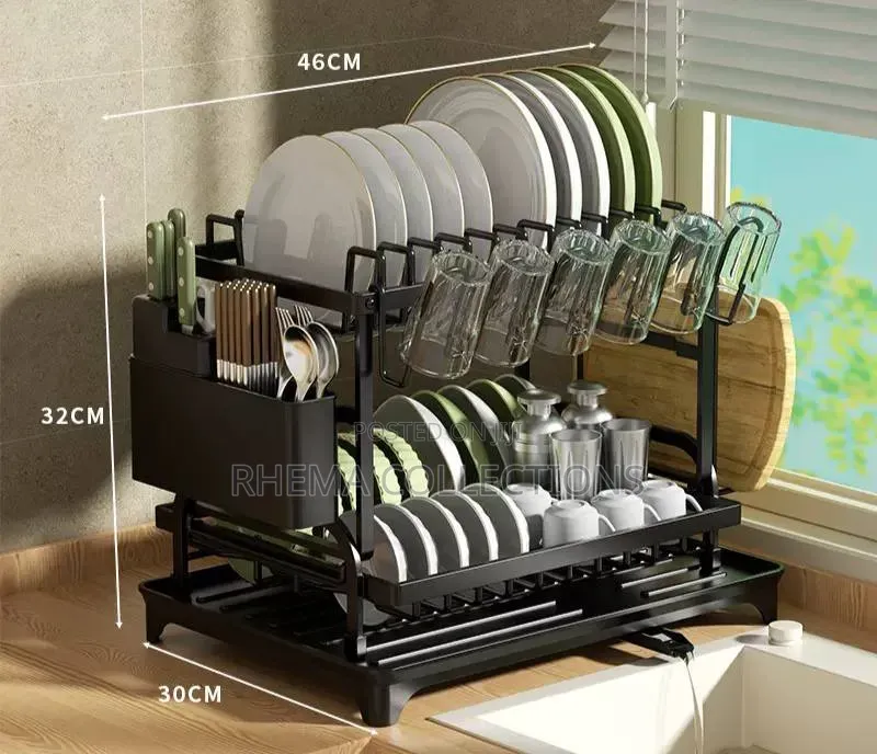 2-Tier Stainless Steel Dish Drying Rack Organizer