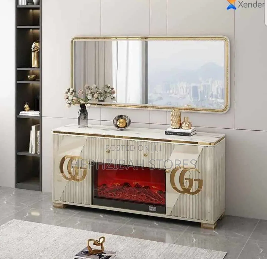 Modern Luxury TV Stand With Electric Fireplace