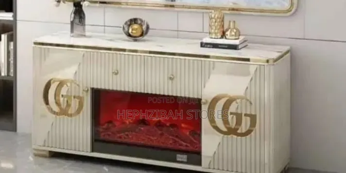 Modern Luxury TV Stand With Electric Fireplace