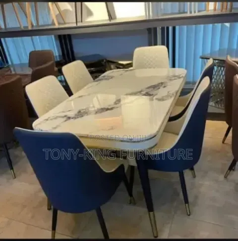 Modern Luxury 6-Seater Dining Set Featuring a White Marble-Effect Top
