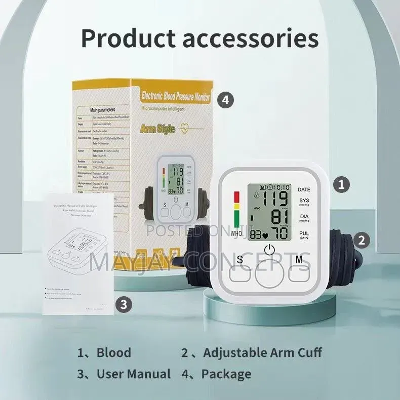 Digital Automatic Upper Arm Blood Pressure Monitor With LCD Display