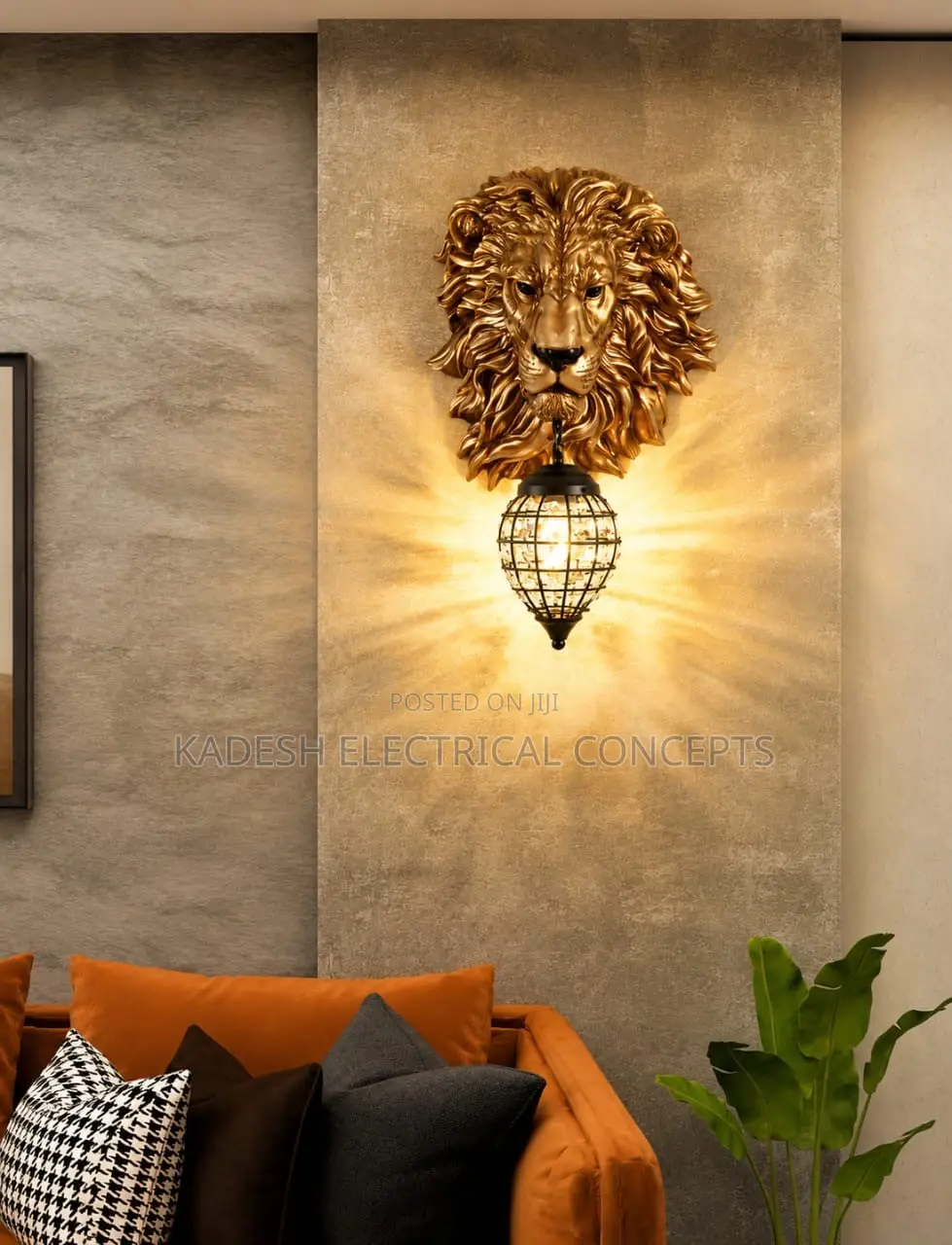 Nordic Black Gold Lion Wall Lights Animal Head Resin Sconce Luxury