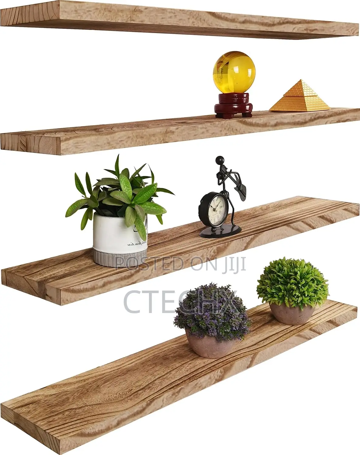 Wall Mounted Floating Shelf, Set of 4 Light Walnut 36 Inch