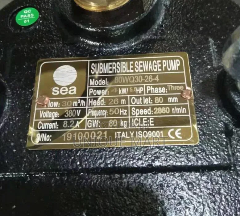 5.5HP Sewage Industrial Submersible Pump. 100% Copper Coil