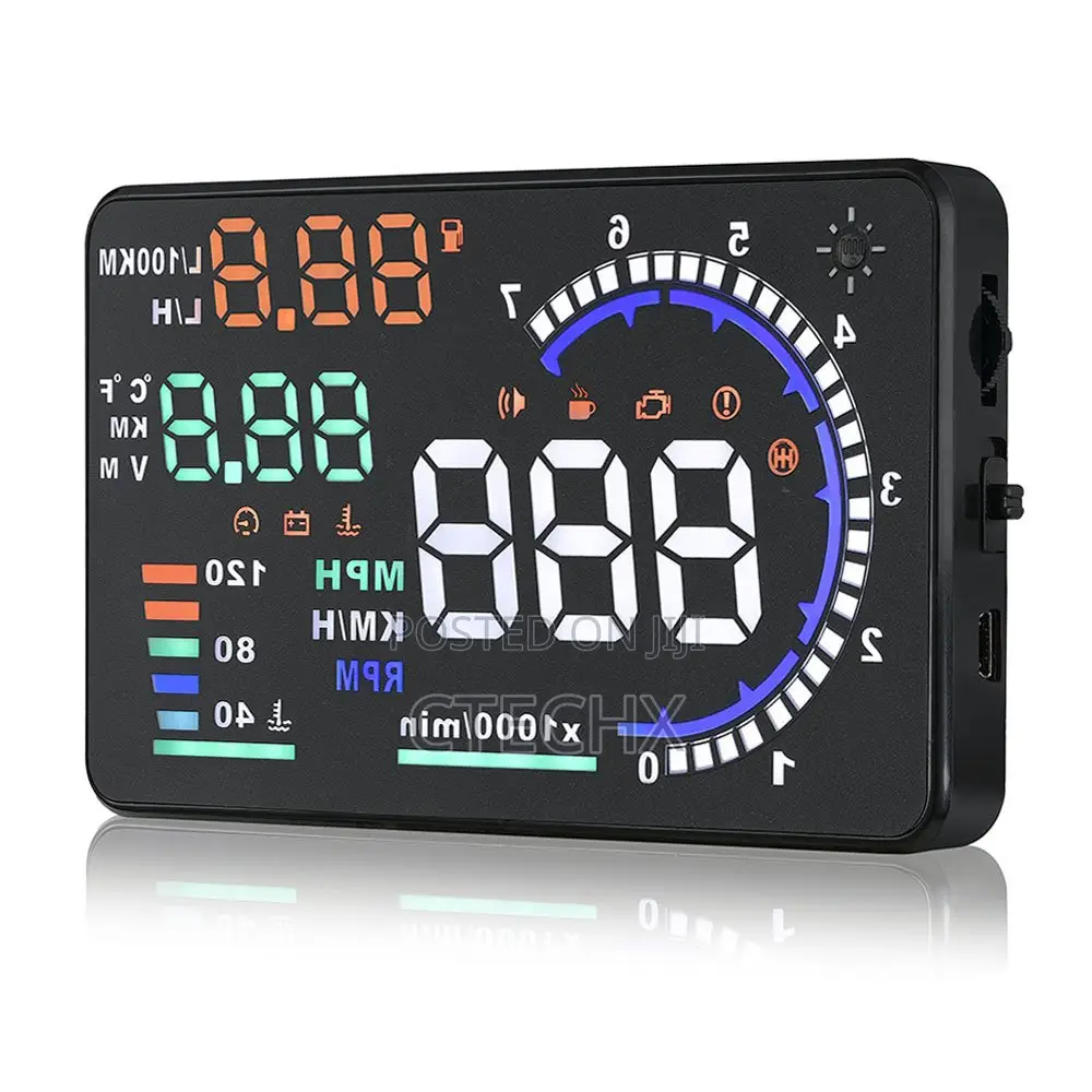 5.5 Inches A8 OBD2 Windshield HUD Head Up Display RMPH Speed Fuel Temp