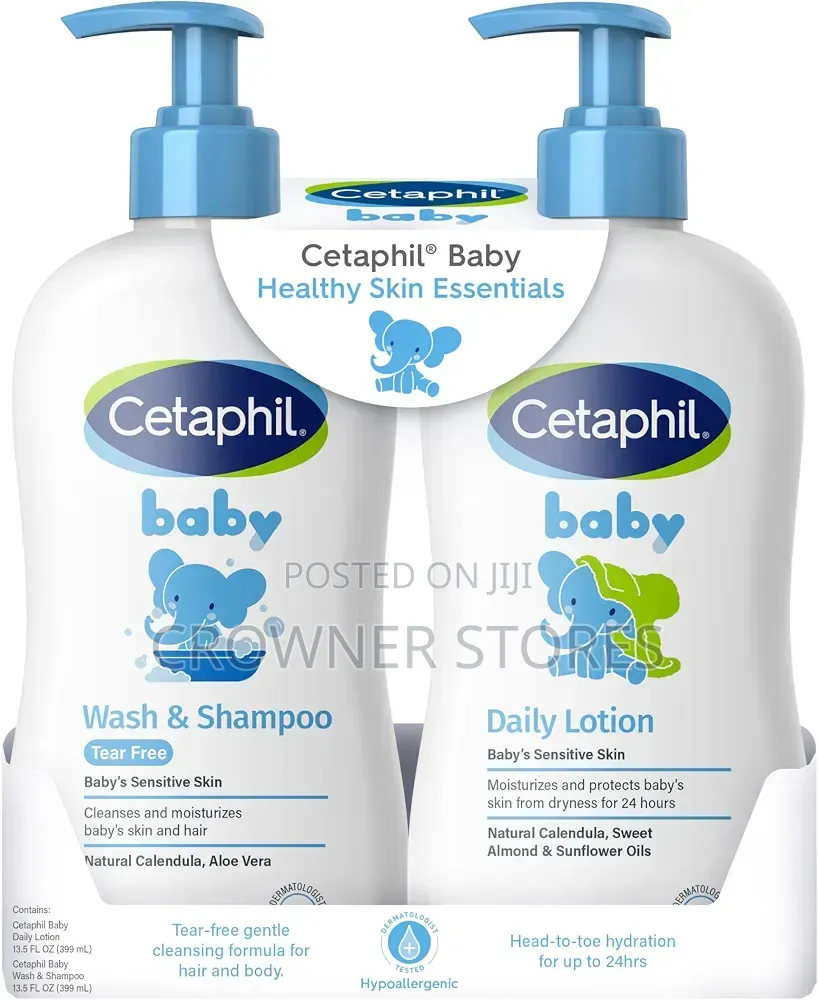 Cetaphil Baby Wash Shampoo + Lotion, Sensitive Skin, 13.5oz, 2ct