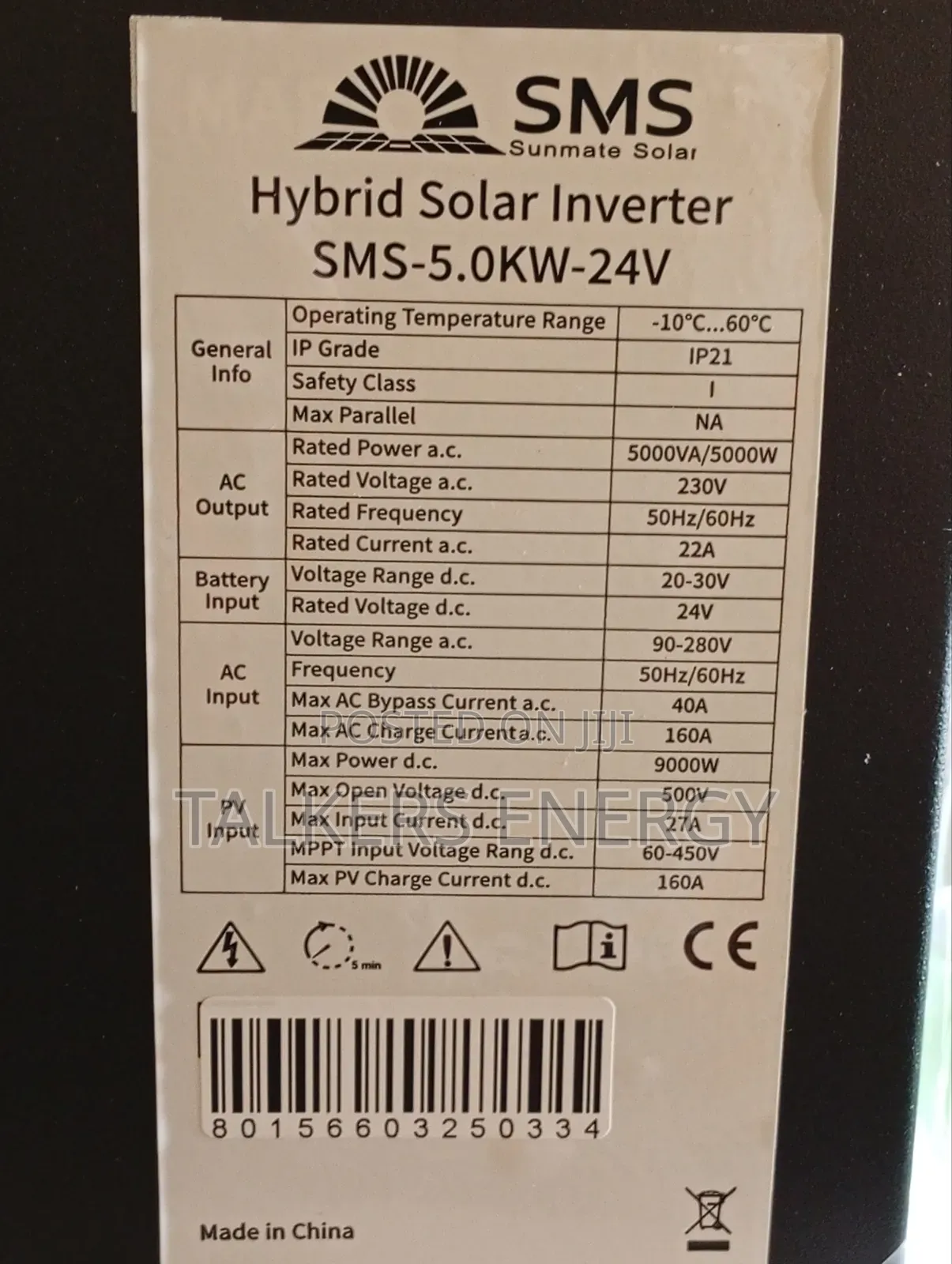 SMS Sunmate Solar 5.0KW / 24V Hybrid Solar Inverter