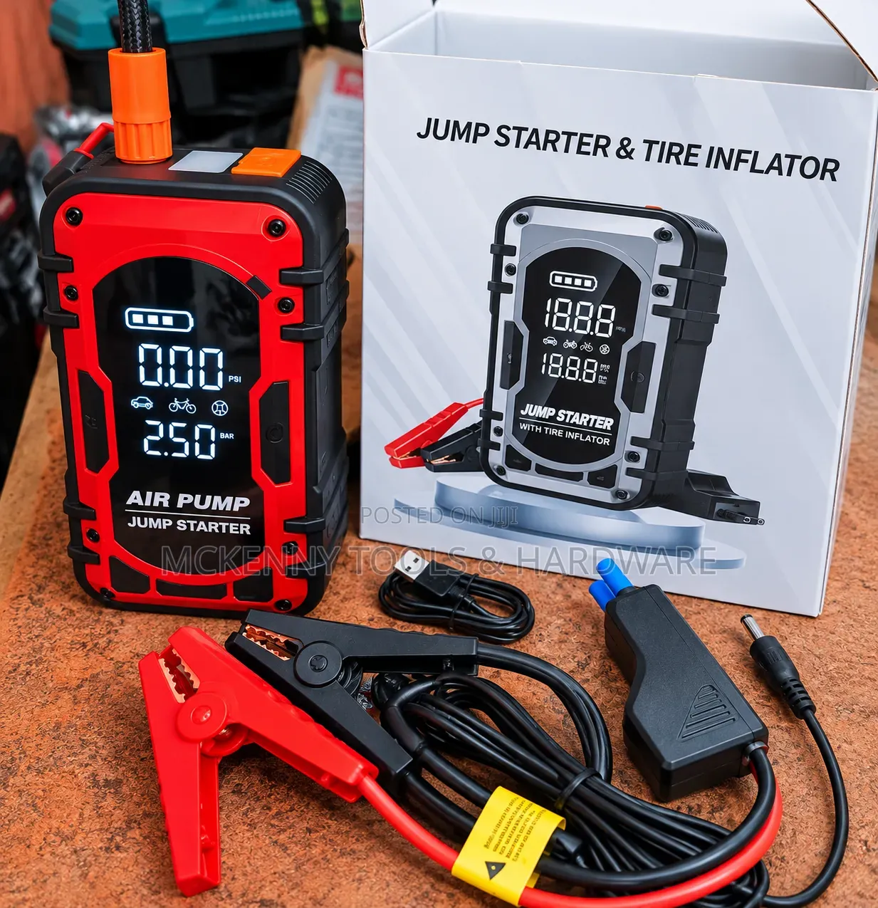 2-in-1 Car Jump Starter Tyre Inflator | Portable Air Pump