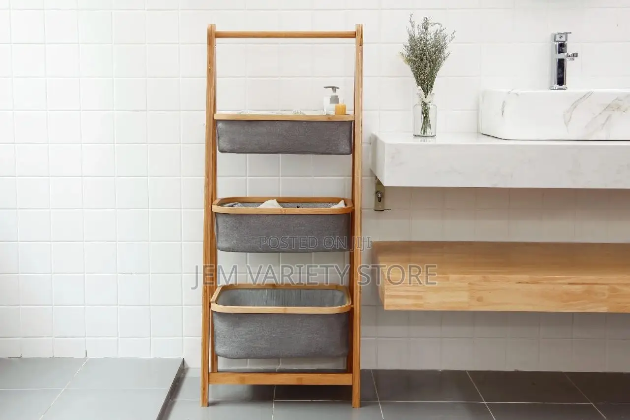 3-Tier Foldable Multipurpose Wooden Storage Rack