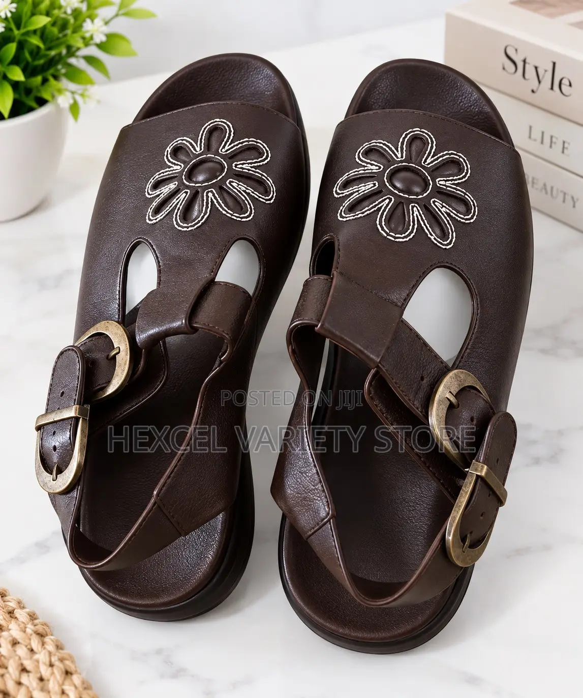 Luxury Brown Buckle Sandals - Stylish Comfortable