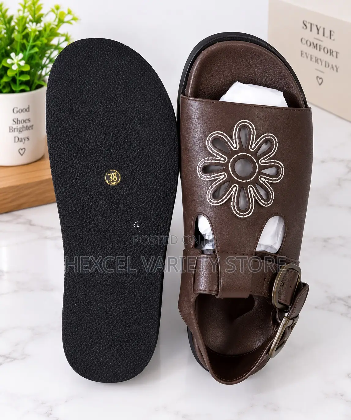 Luxury Brown Buckle Sandals - Stylish Comfortable