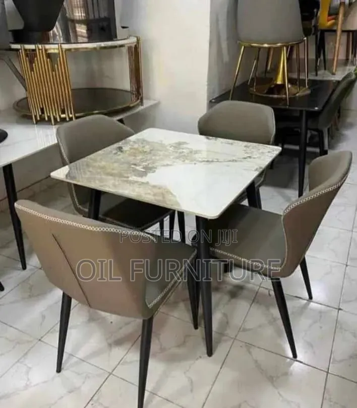 Modern 4-Seater Marble Top Dining Table Set
