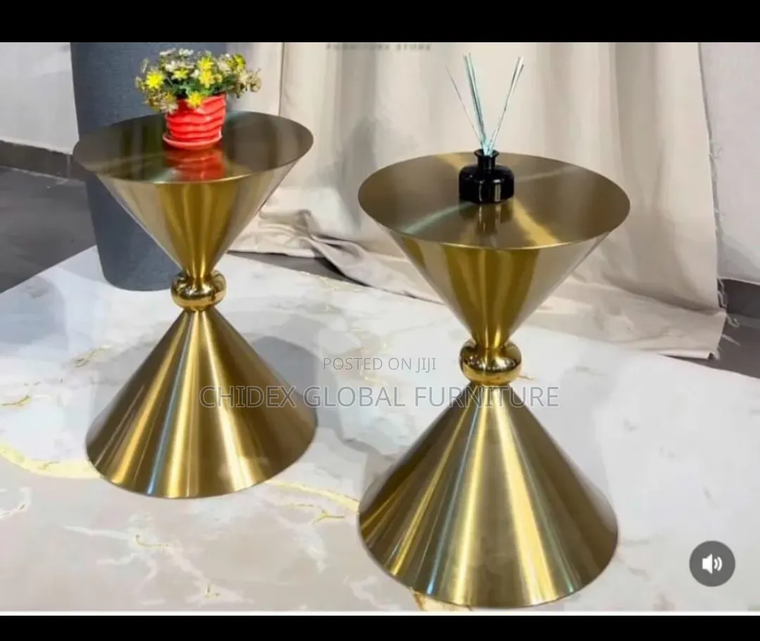 Golden Steel/ Wood Side Tables