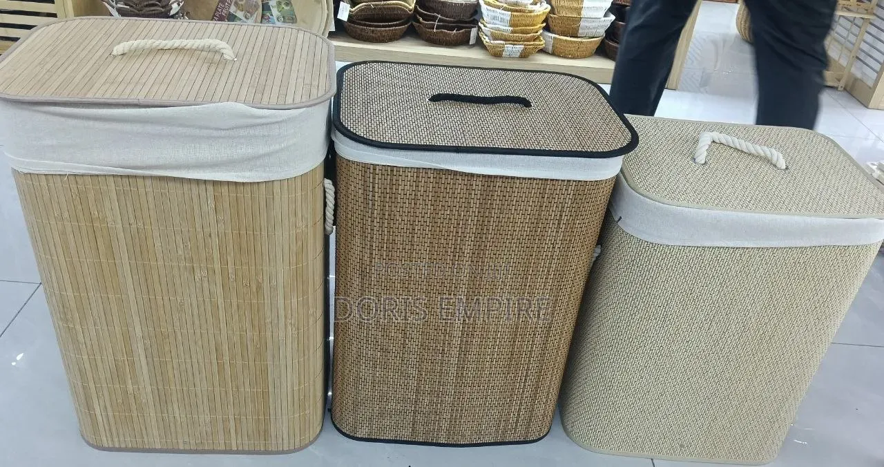 Foldable Bamboo Laundry Basket With Lid.