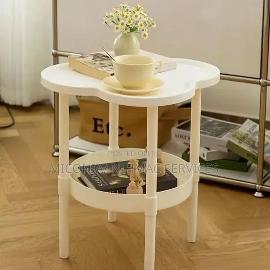 Double Layer Storage Bedside Plastic Table