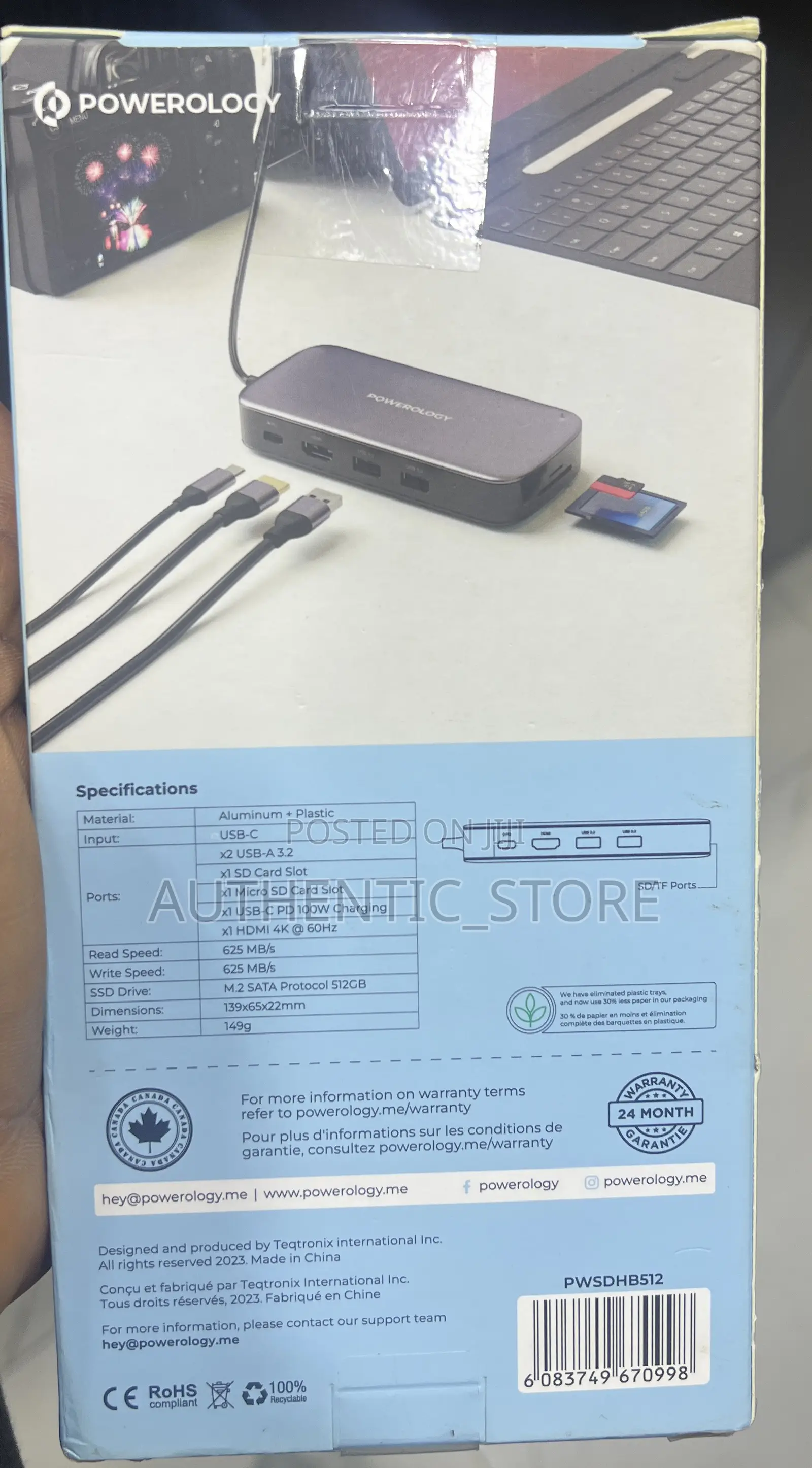 Powerology 512gb USB-C Hub SSD Drive