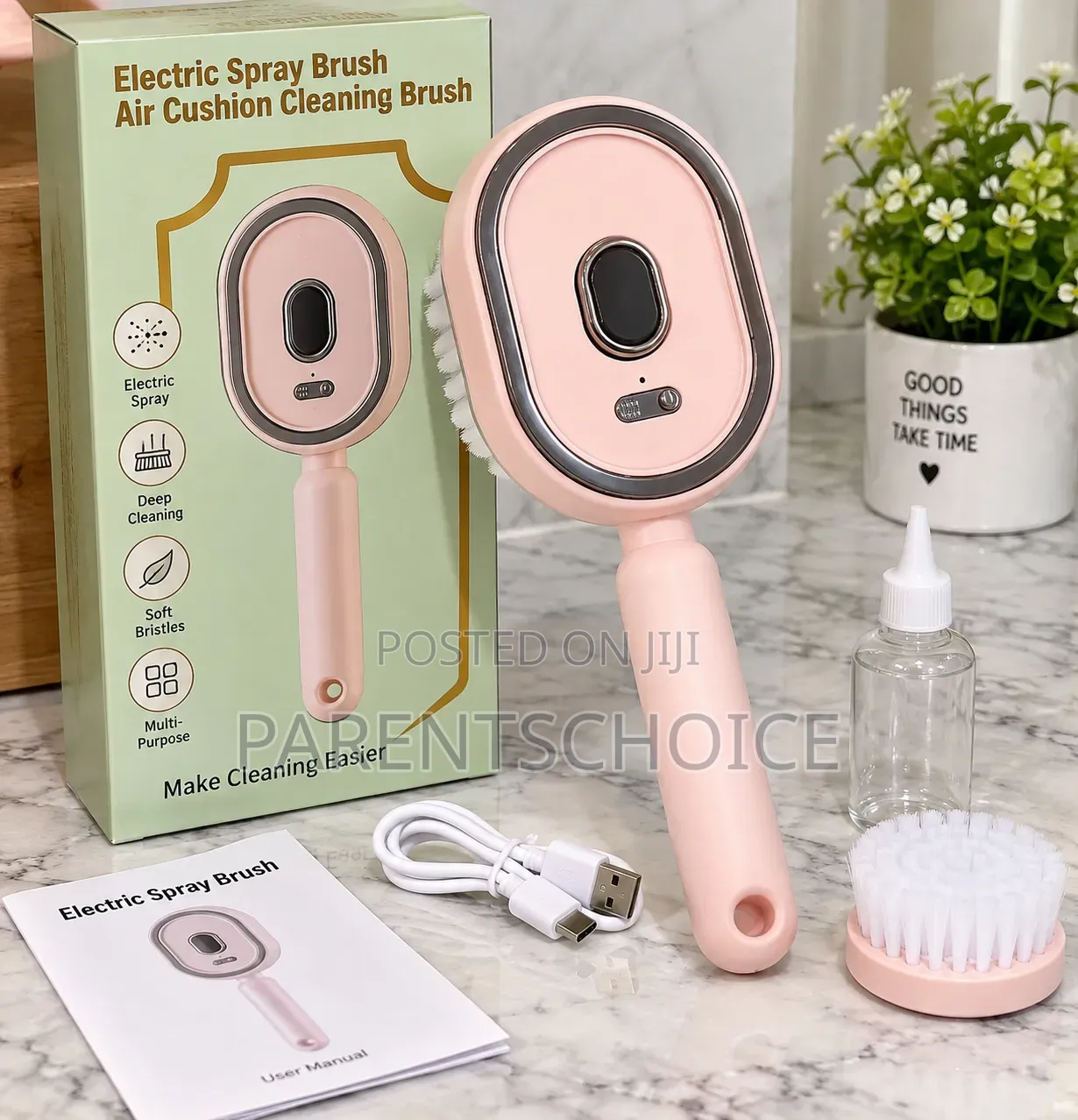 Electric Steam Hair Brush - Pink