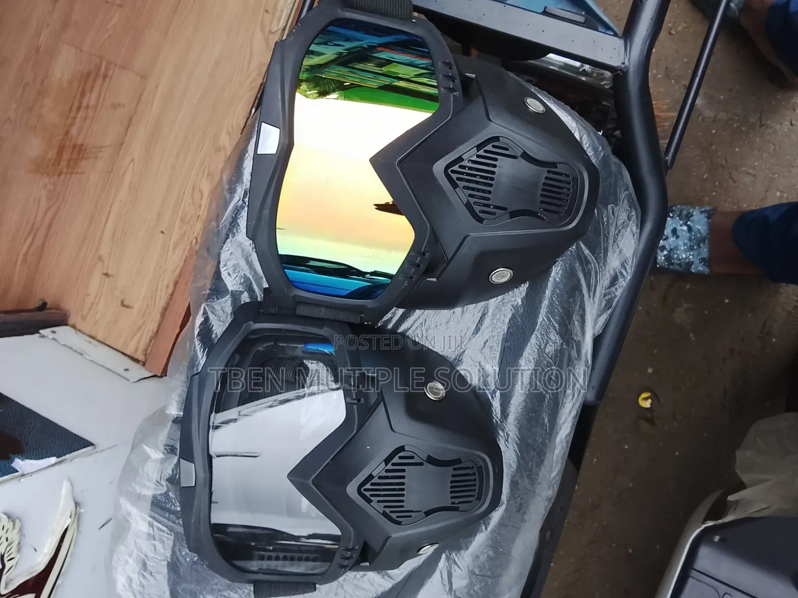 Black Motorcycle Riding Goggles With Face Mask