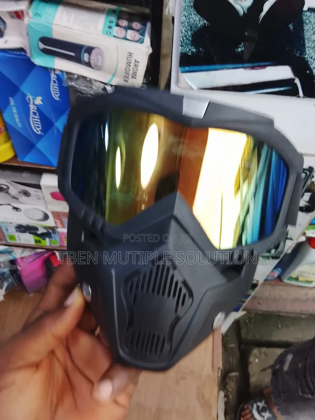 Black Motorcycle Riding Goggles With Face Mask