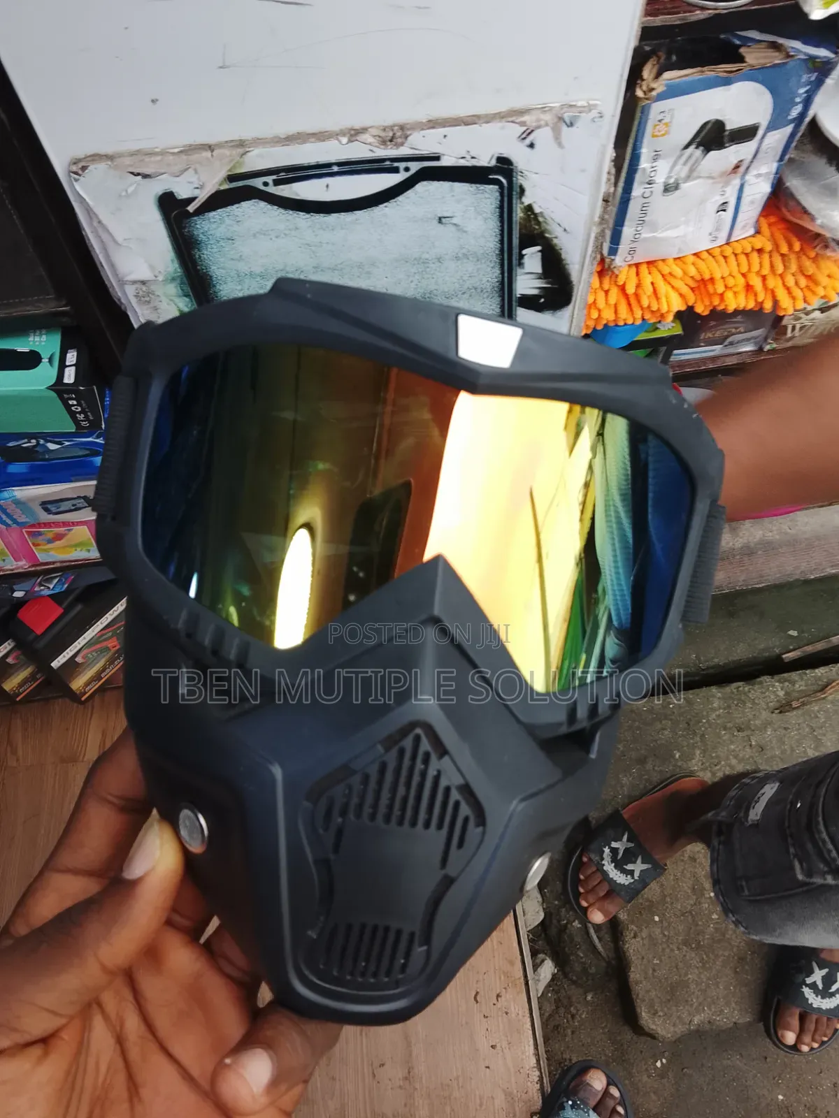Black Motorcycle Riding Goggles With Face Mask