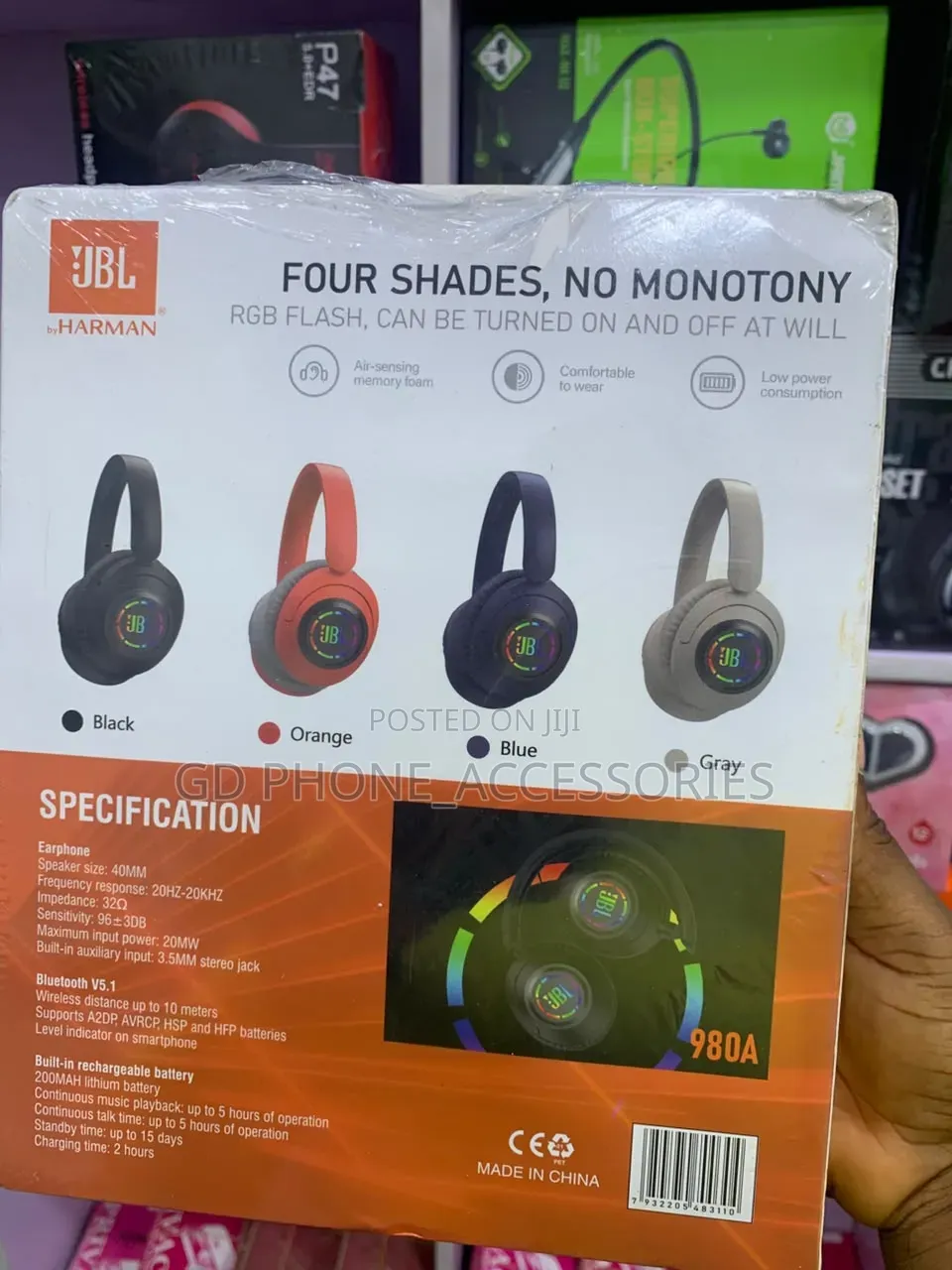 JBL 980A Wireless RGB Bluetooth Headphones (Type-C)