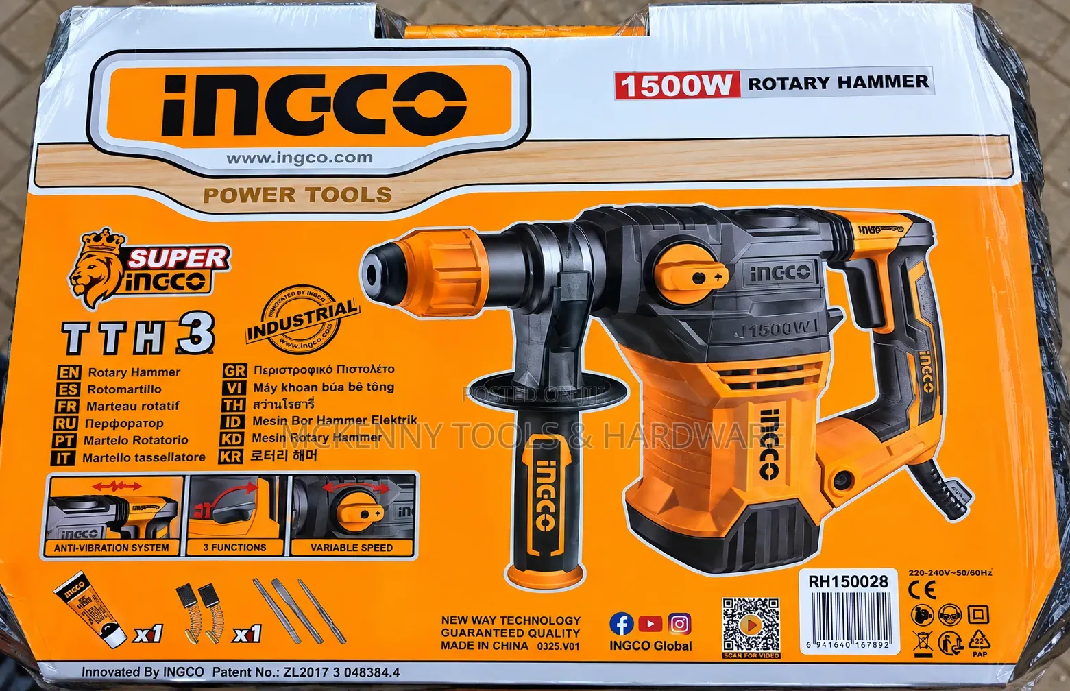 INGCO 1500W Rotary Hammer Drill RH150028 – Heavy Duty 32mm