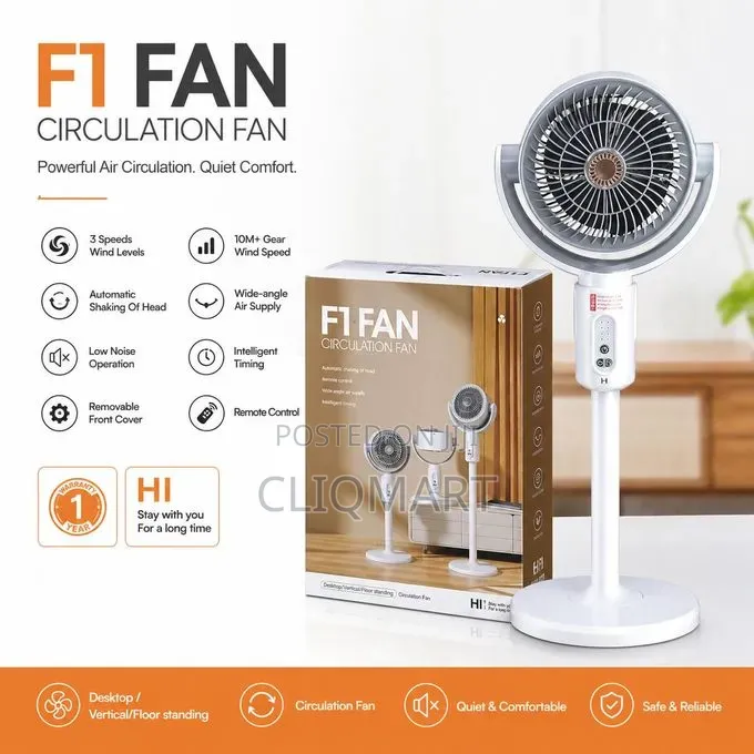 8-Inch Rechargeable Standing Fan – Remote Control Pedestal Fan