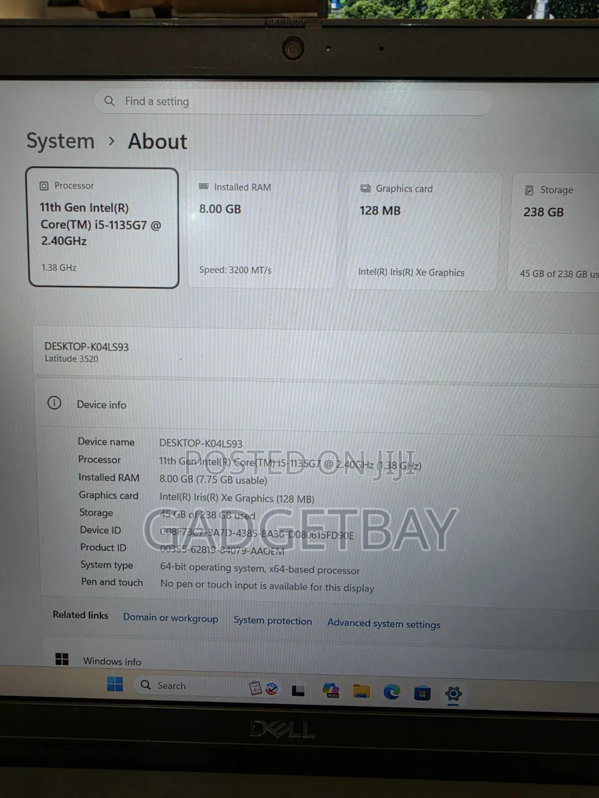 Laptop Dell Latitude 3520 8GB Intel Core i5 SSD 256GB