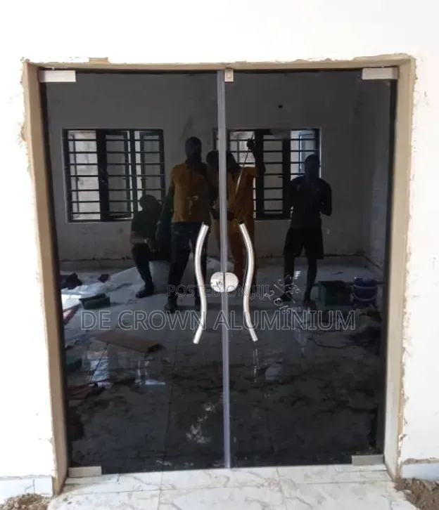 10mm Tempered Black Glass Ante Room Door With Silver Accessories