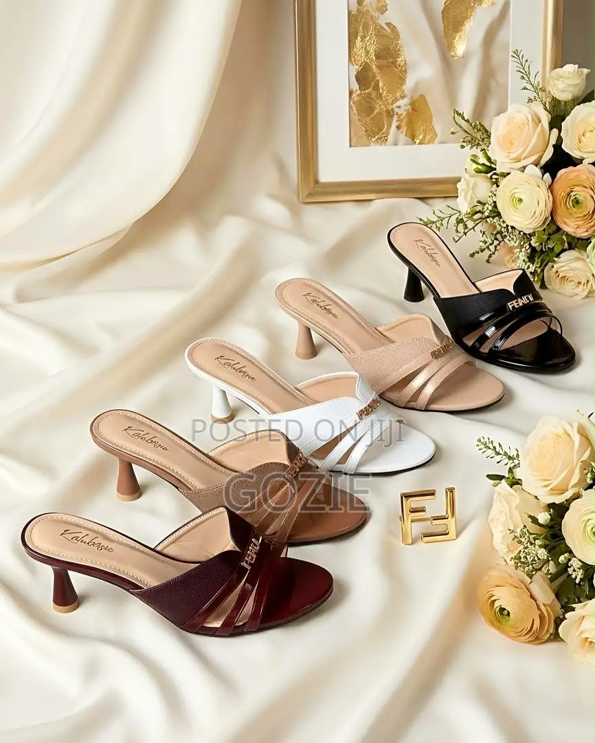 Stylish Pencil Heel Leather Slippers