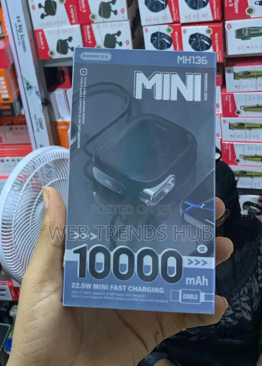 Remax MH136 Mini 10000mAh 22.5W Fast Charging PowerBank With Cable