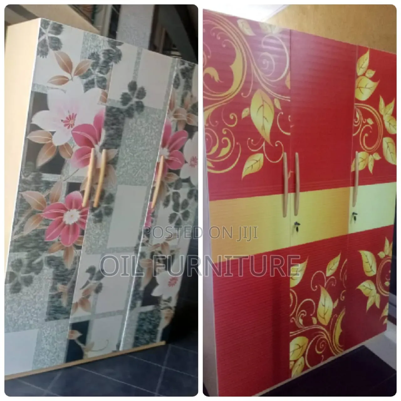 Stylish 3-Door Floral Patterned Wardrobe
