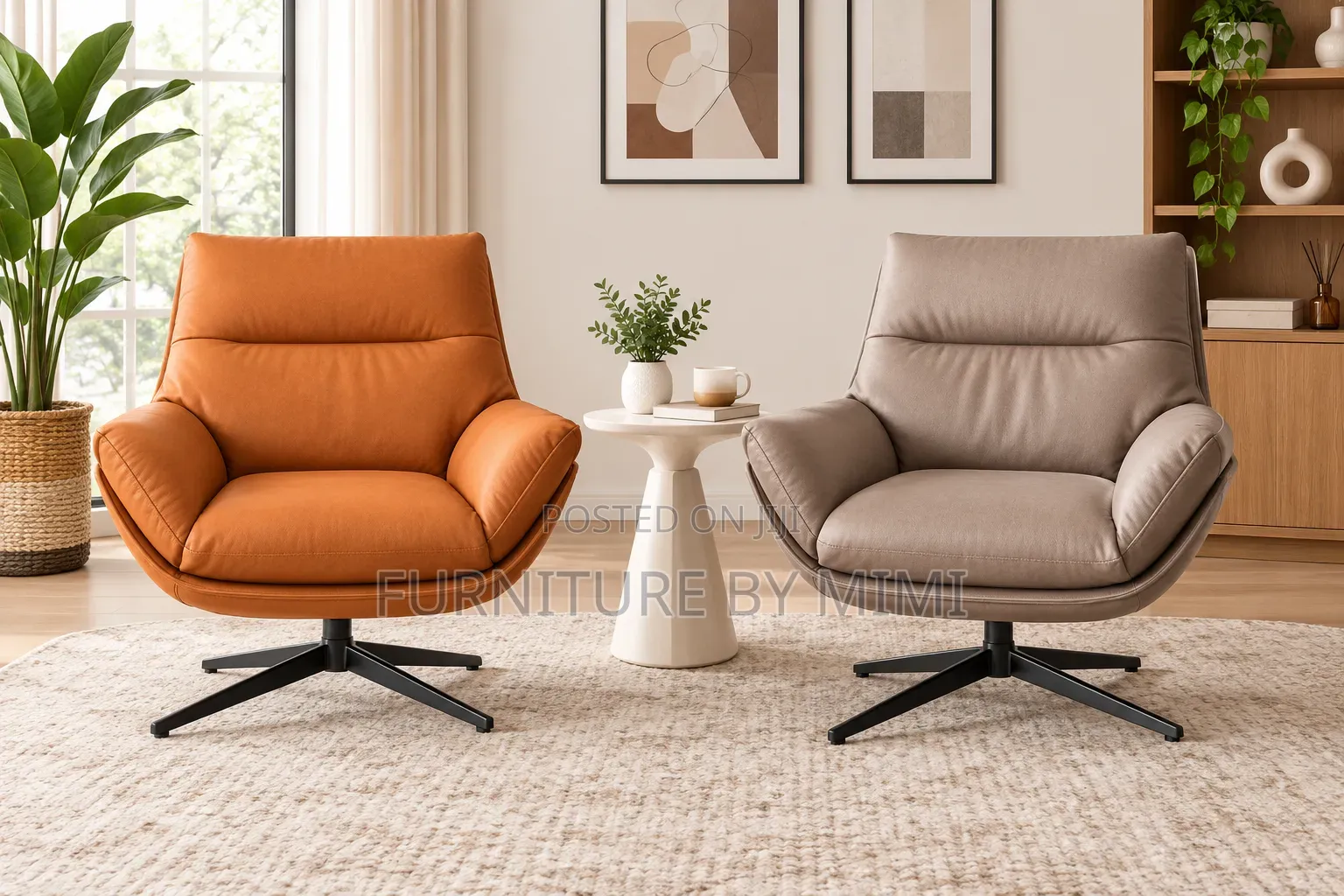 Luxury Nordic Swivel Accent Sofa Chairs – Premium Leather