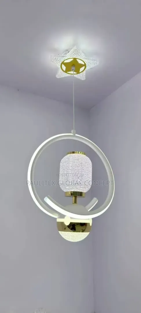 White Halo and Crystal Lantern LED Pendant Light