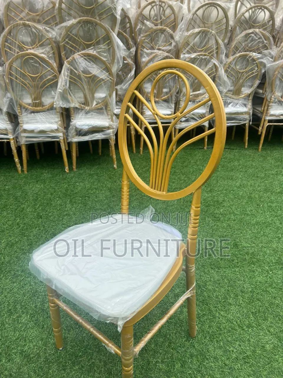 Luxury Gold Phoenix / Oval Back Event Chairs With Soft Cushion