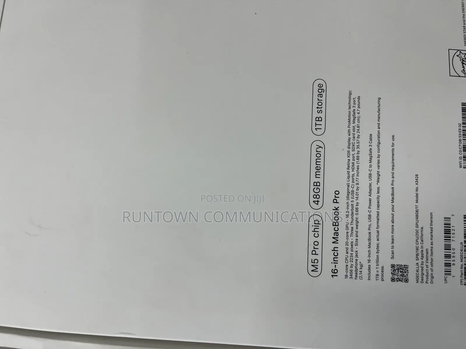 New Laptop Apple MacBook Pro 2026 M5 Pro 48GB Apple M5 Pro SSD 1T